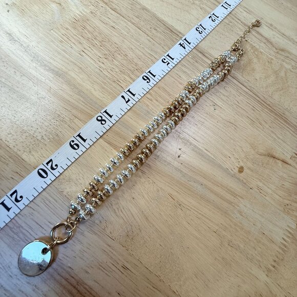 Anne Klein Two-Tone Beaded Pendant Necklace With Disc Charm 16" + 3" Extender - Picture 3 of 8